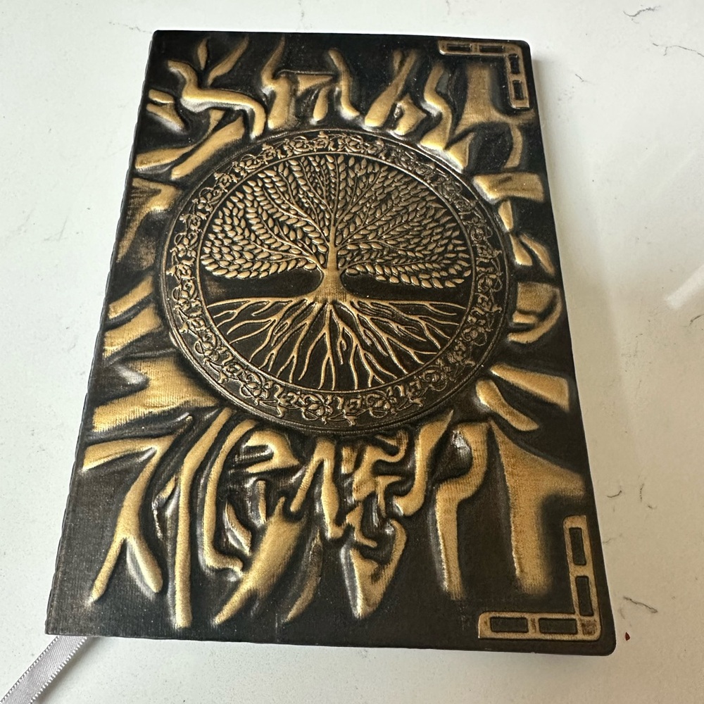 Embossed Tree of Life Journal in Black and Antique Gold